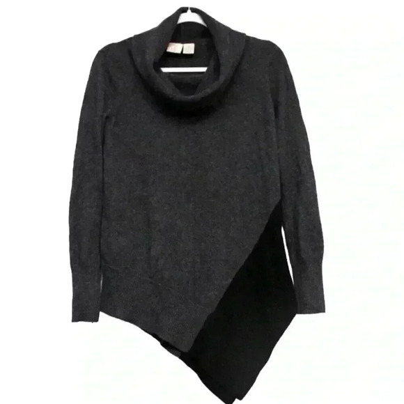 Olivia & Grace 100% Cashmere Turtleneck Sweater Small Asymmetrical Colorblock - Picture 1 of 9
